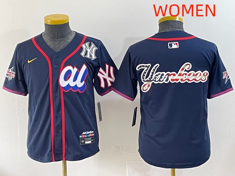 Women 2025 New York Yankees Blank Drak Blue All star Blank Blue Nike MLB Jersey style 18->women mlb jersey->Women Jersey